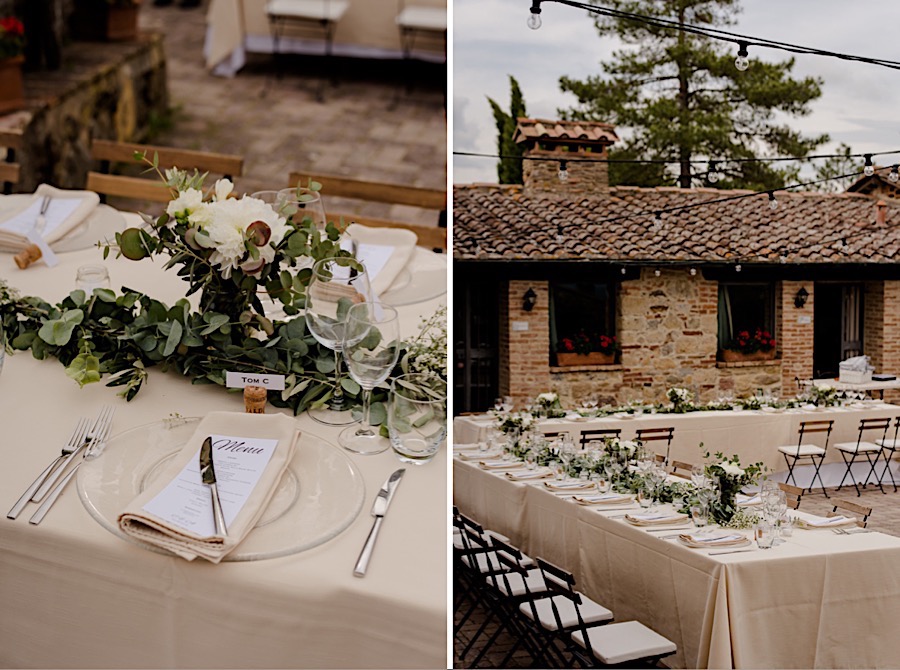 dinner setting at tenuta di papena