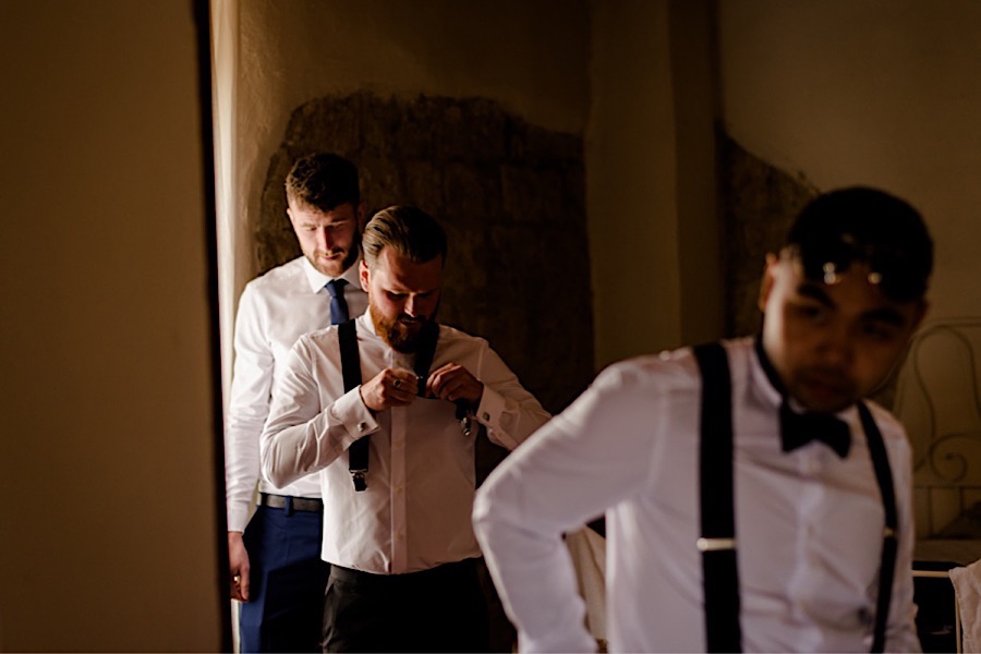 Groom getting ready