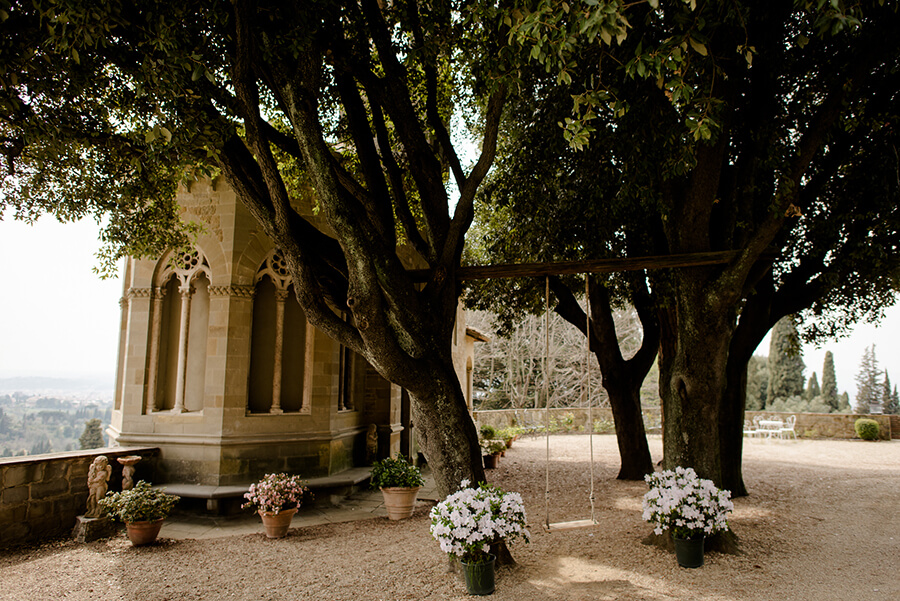 Villa Le Fontanelle Florence trees with a slide