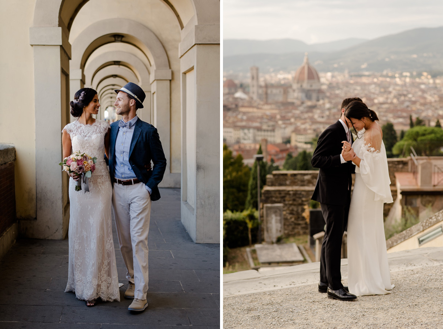 couples who got married in florence walking together