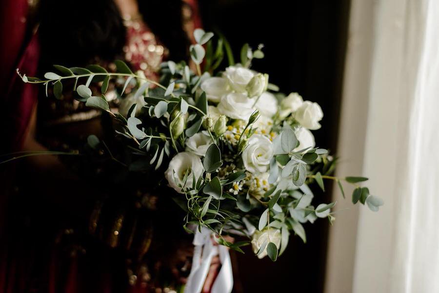 wedding flowers bouquet with blush and green