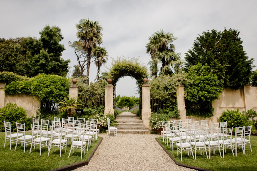 tenuta di pratello country resort ceremony setup in the garden