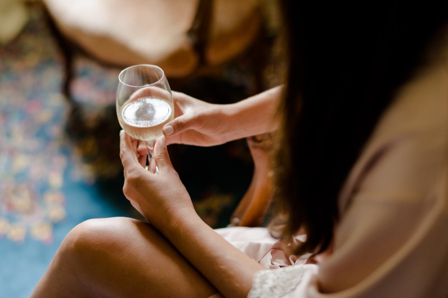 bride with prosecco