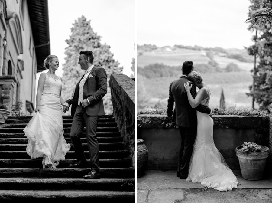 wedding couple at montegufoni castle