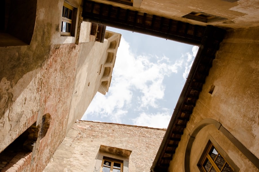 at montegufoni castle detail of the courtyard