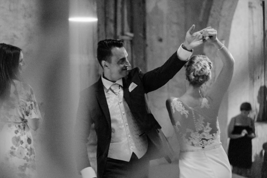 bride and groom first dance black and white