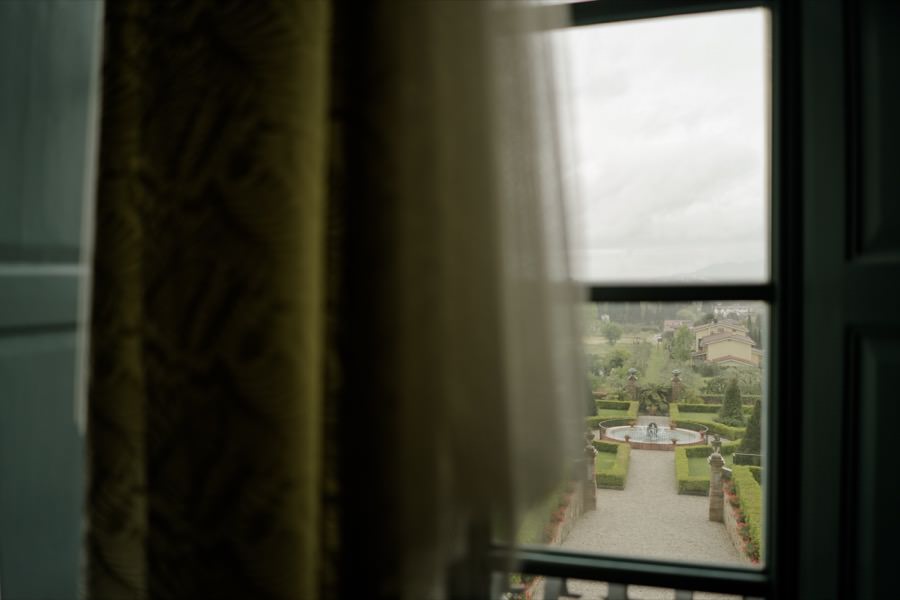 Gardens of Villa Daniela Grossi seen from the window inside