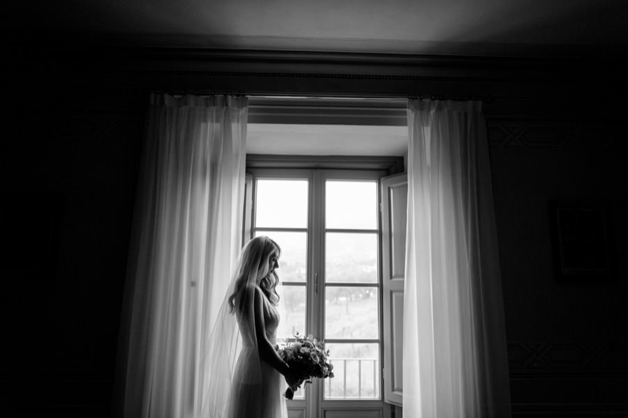 bride portrait in black and white