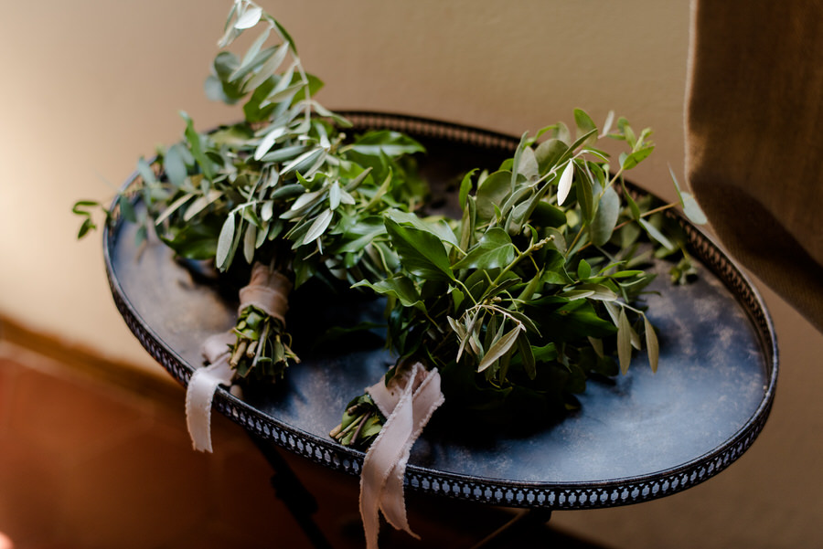 bridesmaids bouquet with tuscan greenery and olive leafs