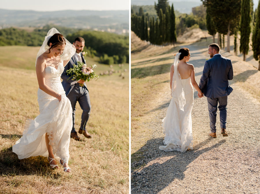 Wedding couple walking together