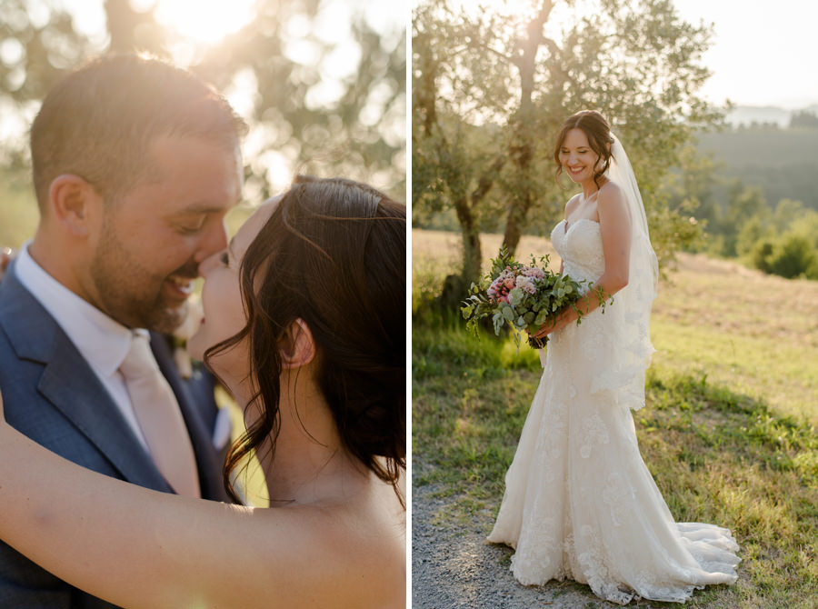 Bride and groom couple portrait in tuscany