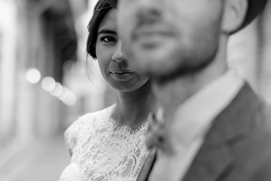 bride portrait in black and white