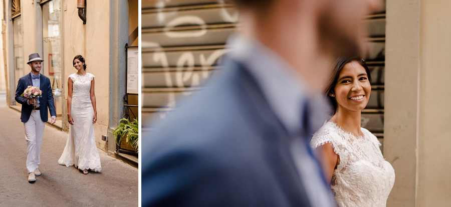 wedding couple is walking in florence