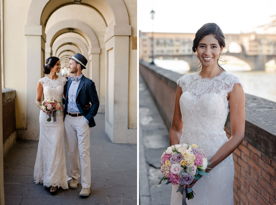 wedding coupls photoshoot in the vasari corridor