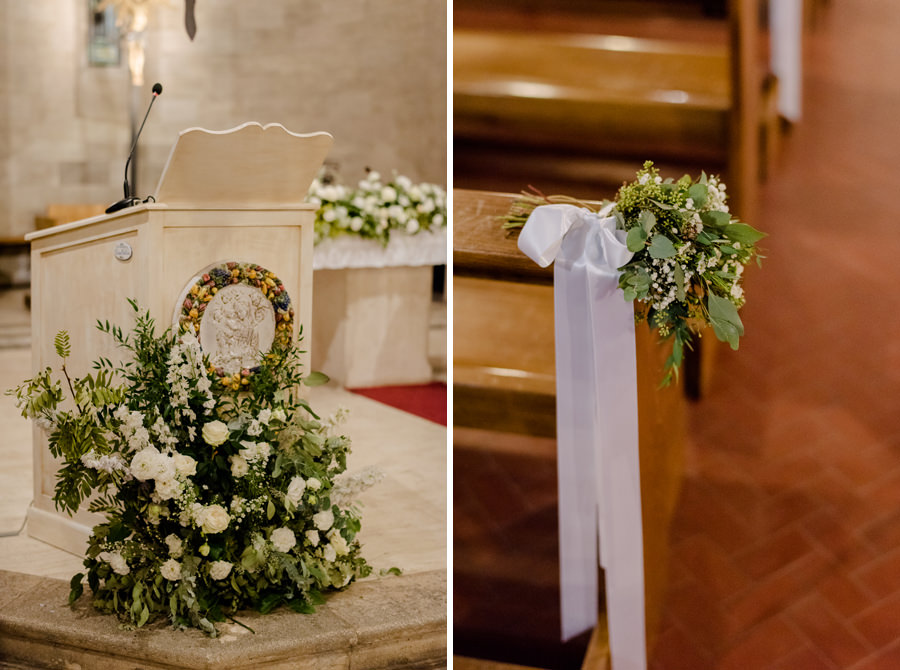 details of flowers decoration in the church