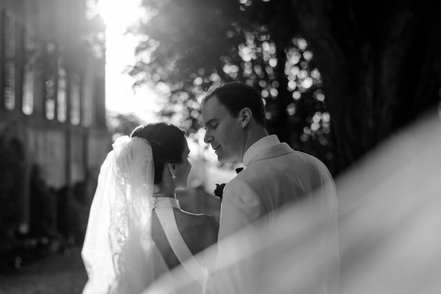 bride and groom black and white