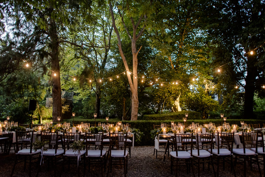 long table dressed up and decorated for the wedding