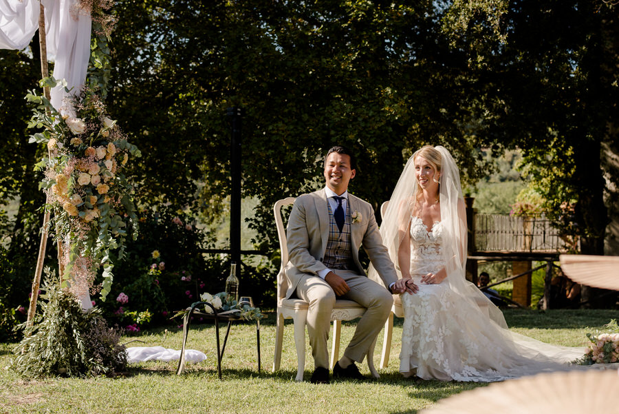 bride and groom during the wedding ceremony at Borgo i Vicelli Florence