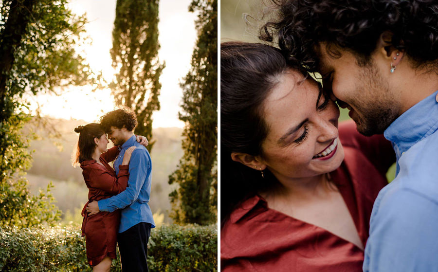 couple engaged embracing each other