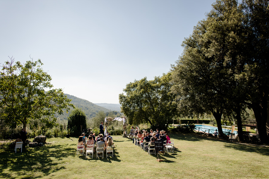 ceremony setting in a garden in tuscany