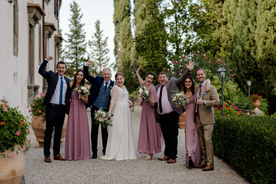 group photo wedding bridal party