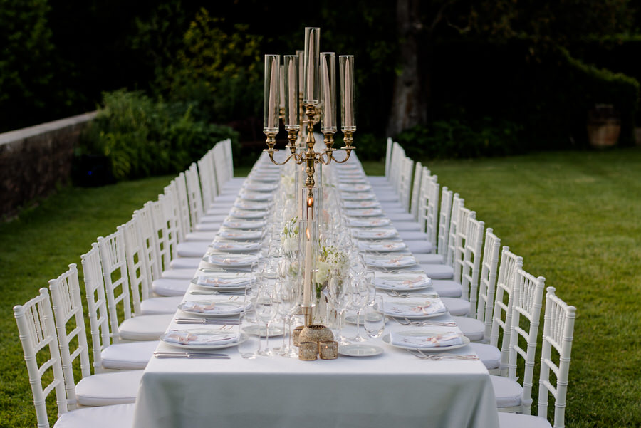 chic wedding style table setting in tuscany