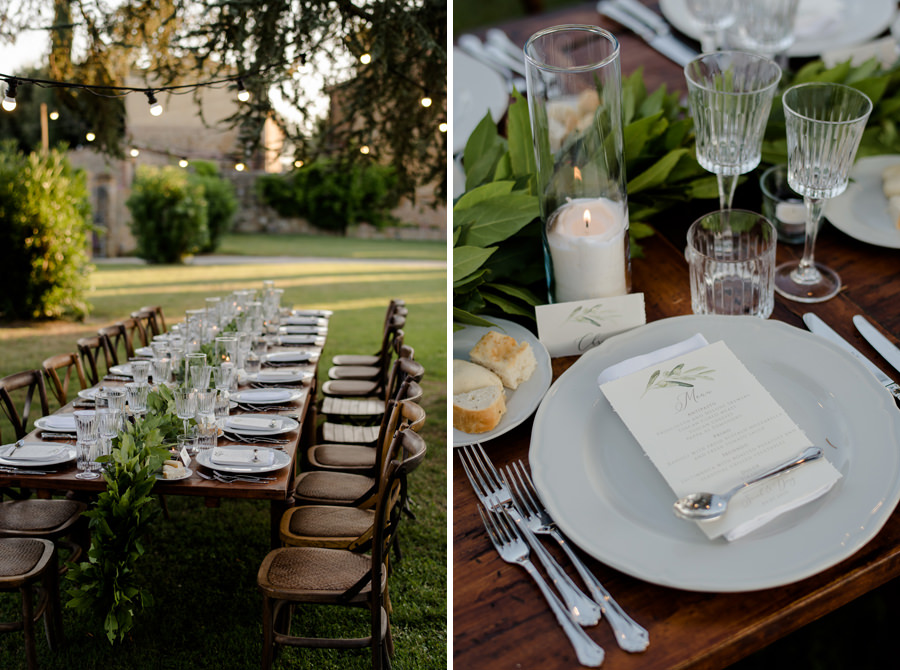 wedding tables in a garden in tuscany