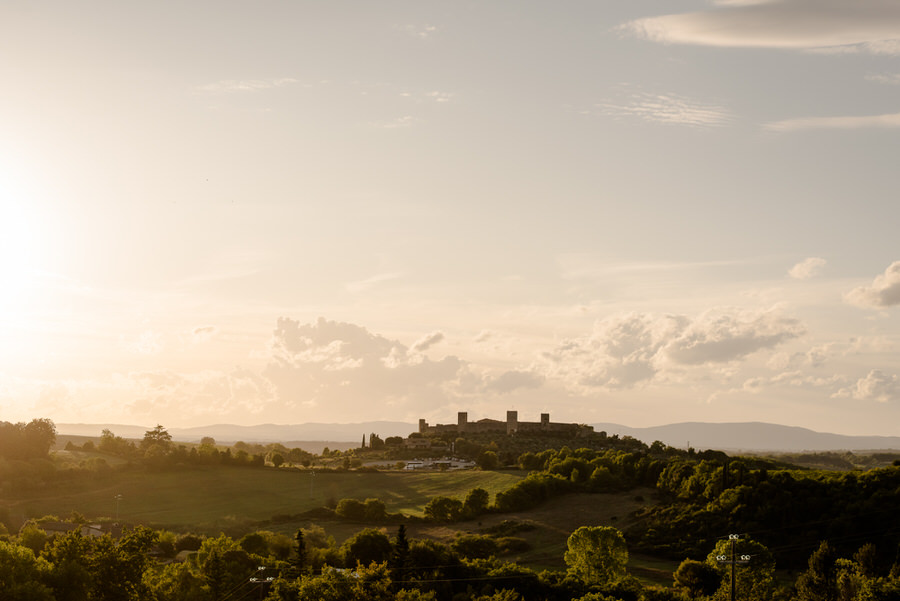 view of Monteriggioni from Borgo Stomennano, Siena