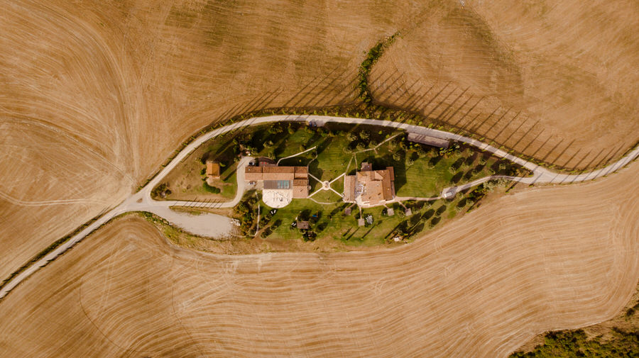 Podere Baccoleno Asciano Siena view from the drone