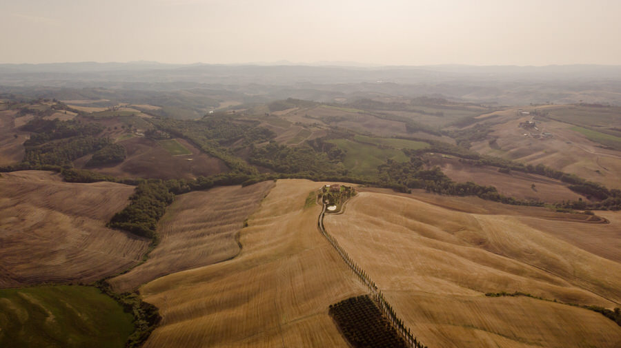 Podere Baccoleno Asciano Siena aerial photo