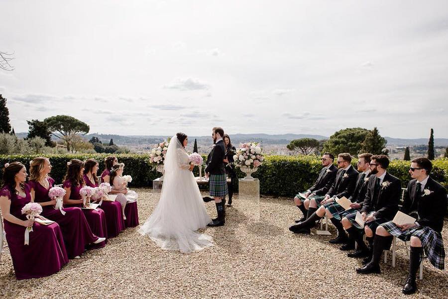 wedding ceremony with view of florence