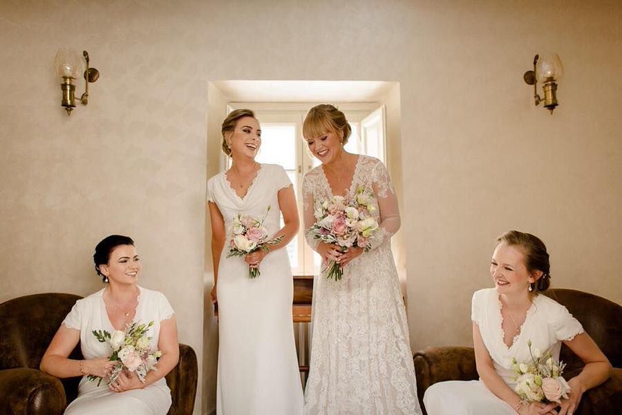Bride and bridesmaids in tuscany
