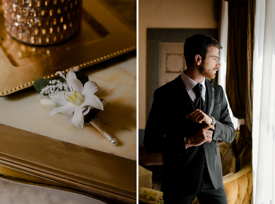 groom with his boutonniere