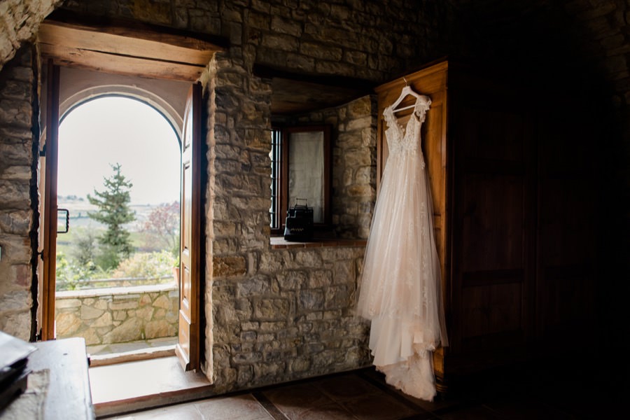wedding dress in tuscany