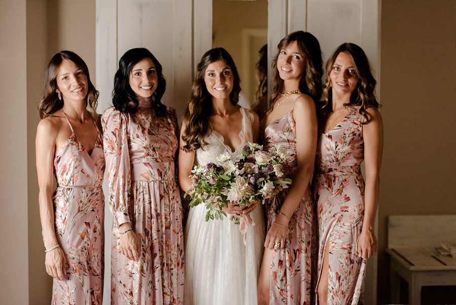 bride with bridesmaids